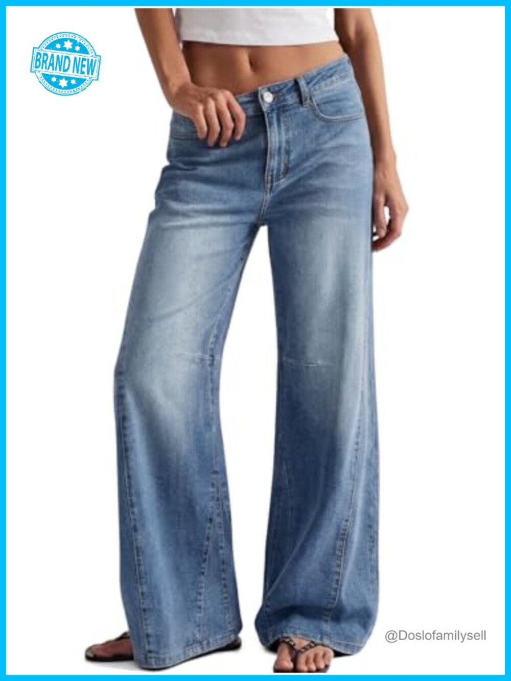 High Waisted Wide Leg Barrel Jeans Stretch Denim Flare Pants